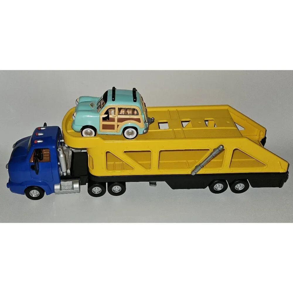2 Chevron Cars Lot Cary Carrier Blue Truck Cab Trailer Hauler 14 Woody Wagon 16